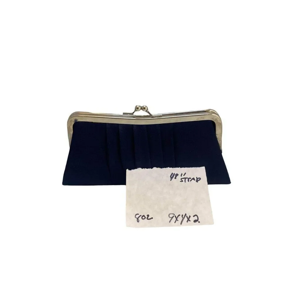 #4666 Bijoux Turner black satin clutch with shoulder strap